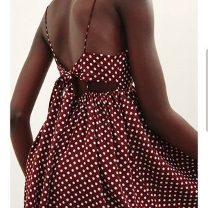 Zara Brown Polka Dot Babydoll Dress
